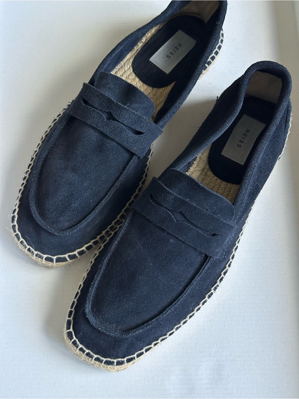 Reiss Cannes Navy Suede Penny Strap Espadrille Loafers EU 44 US 11 - Picture 4 of 16